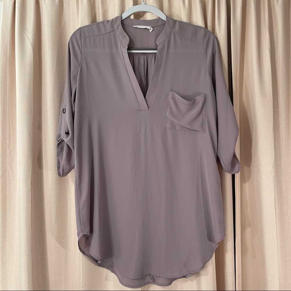 Lush Warren Split Neck Blouse